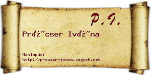 Prácser Ivána névjegykártya